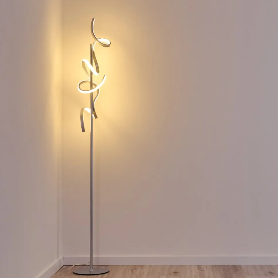 Lampadaire Lavaca Led Argente, 2 Lumieres