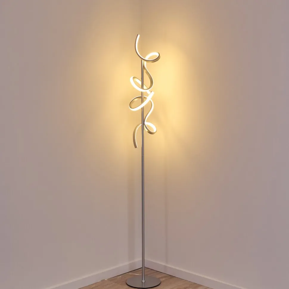 Lampadaire Lavaca Led Argente, 2 Lumieres