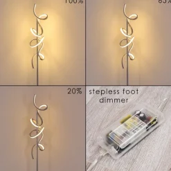 Lampadaire Lavaca Led Argente, 2 Lumieres