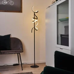 Lampadaire Lavaca Led Noir, 2 Lumieres