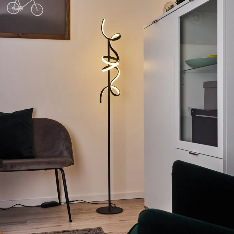 Lampadaire Lavaca Led Noir, 2 Lumieres