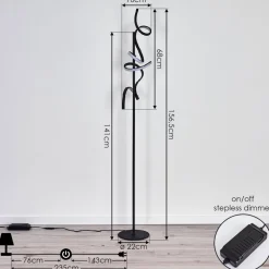 Lampadaire Lavaca Led Noir, 2 Lumieres