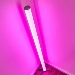 Lampadaire Led Rgb Globo Rocky Argente, 1 Lumiere, Telecommandes, Changeur De Couleurs