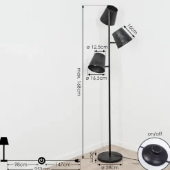 Lampadaire Lungre Argent Oxyde, 3 Lumieres
