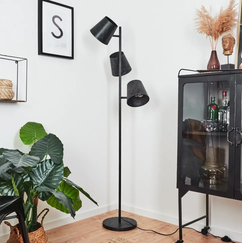 Lampadaire Lungre Argent Oxyde, 3 Lumieres