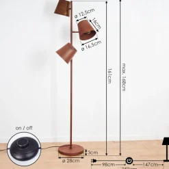 Lampadaire Lungre Rouille, 3 Lumieres