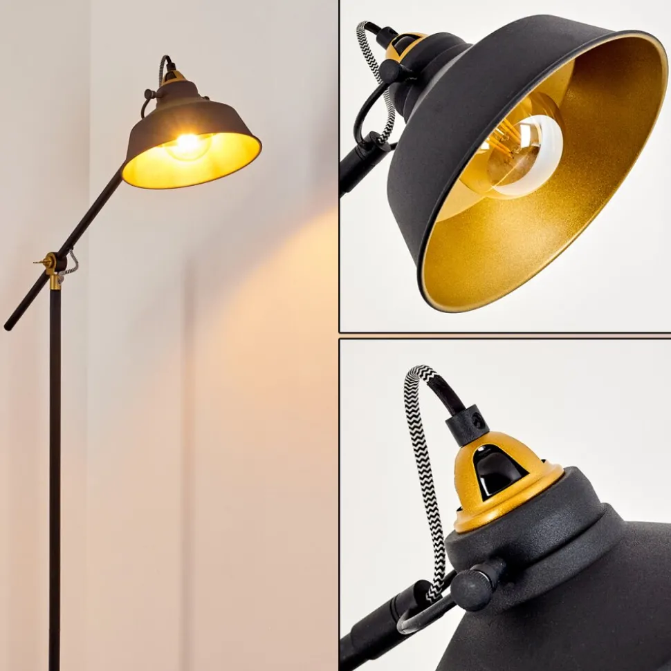 Lampadaire Luven Or, Noir, Noir Dore, 1 Lumiere