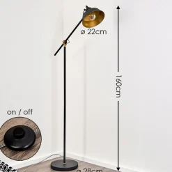 Lampadaire Luven Or, Noir, Noir Dore, 1 Lumiere