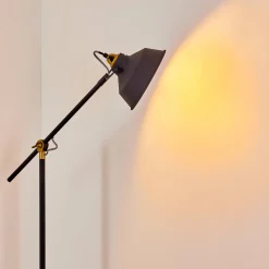 Lampadaire Luven Or, Noir, Noir Dore, 1 Lumiere