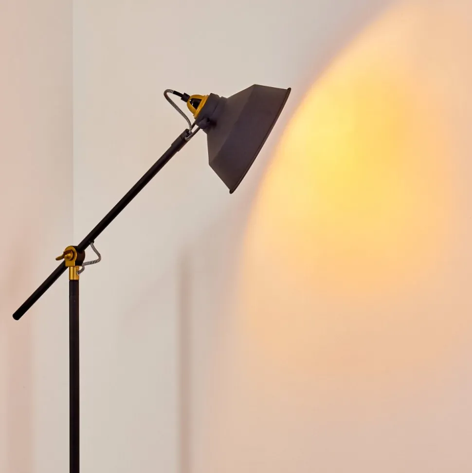 Lampadaire Luven Or, Noir, Noir Dore, 1 Lumiere
