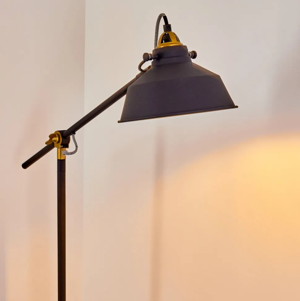 Lampadaire Luven Or, Noir, Noir Dore, 1 Lumiere