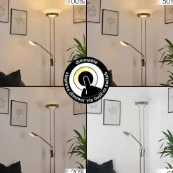 Lampadaire Mairoa Led Nickel Mat, 2 Lumieres