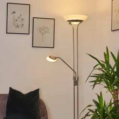 Lampadaire Mairoa Led Nickel Mat, 2 Lumieres