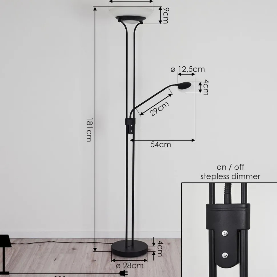 Lampadaire Mairoa Led Noir, 2 Lumieres