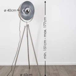 Lampadaire Maloy Chrome, Nickel Mat, 1 Lumiere