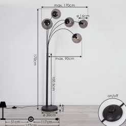 Lampadaire Mesas Anthracite, 5 Lumieres