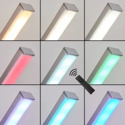 Lampadaire Minacar Led Nickel Mat, 1 Lumiere, Telecommandes, Changeur De Couleurs