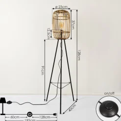 Lampadaire Mongolei Noir, 1 Lumiere
