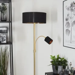 Lampadaire Murteirinha Laiton, Noir, 2 Lumieres