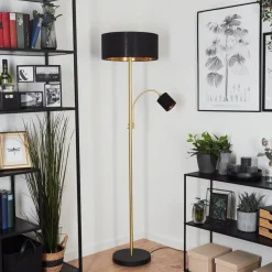 Lampadaire Murteirinha Laiton, Noir, 2 Lumieres