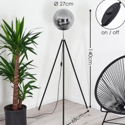 Lampadaire Murter Noir, 1 Lumiere