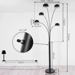 Lampadaire Nikkala Noir, 5 Lumieres
