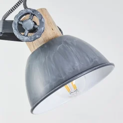 Lampadaire Orny Gris, Bois Clair, 2 Lumieres