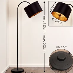 Lampadaire Pattburg Noir, 1 Lumiere