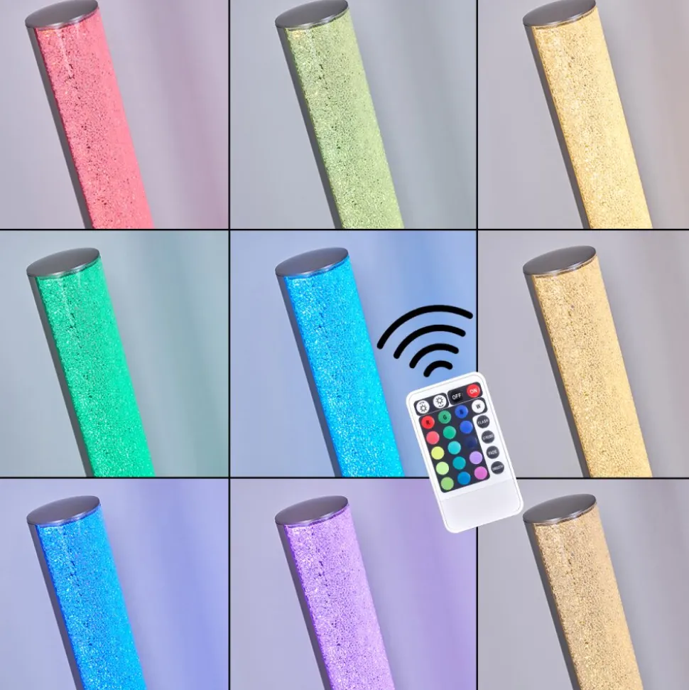 Lampadaire Pipe Led Nickel Mat, 1 Lumiere, Telecommandes, Changeur De Couleurs