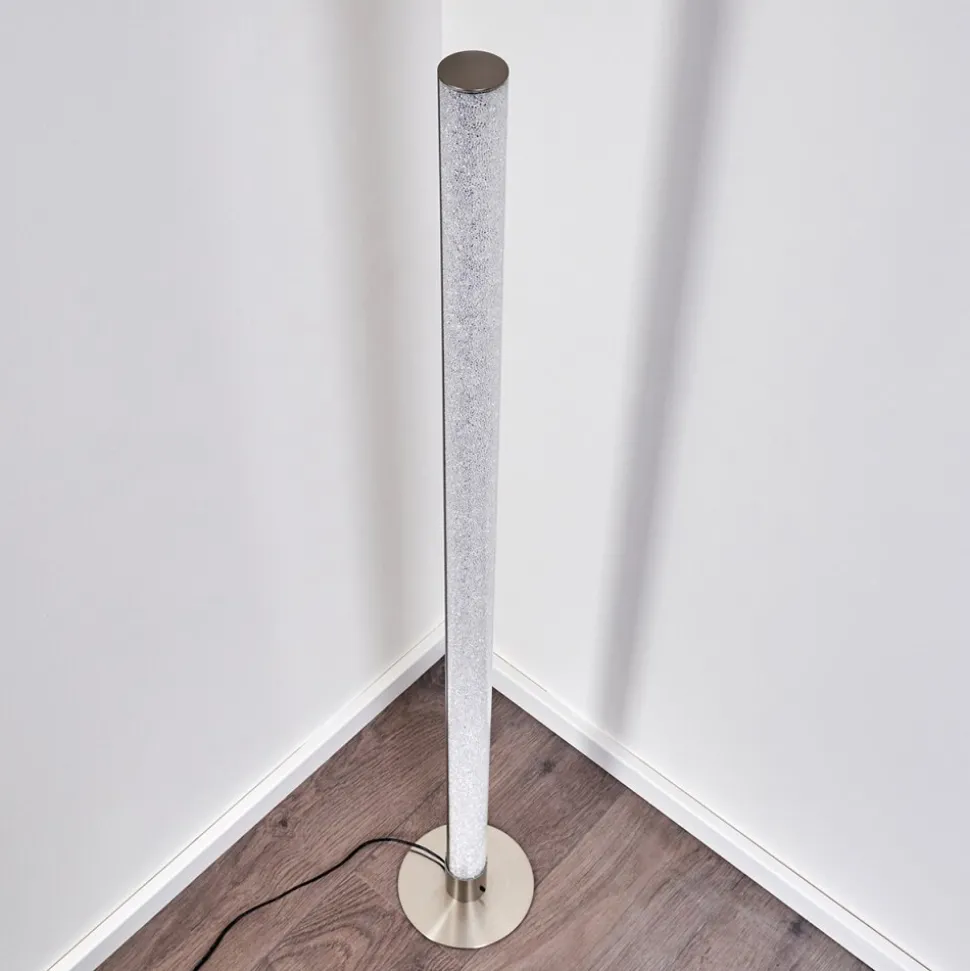 Lampadaire Pipe Led Nickel Mat, 1 Lumiere, Telecommandes, Changeur De Couleurs