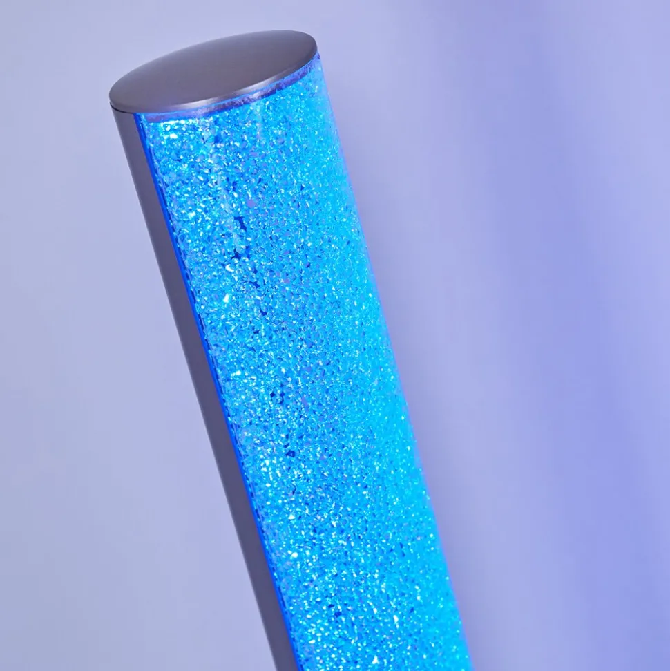 Lampadaire Pipe Led Nickel Mat, 1 Lumiere, Telecommandes, Changeur De Couleurs