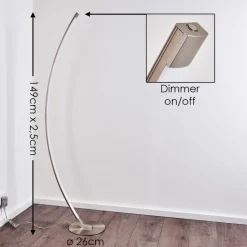 Lampadaire Playa Led Nickel Mat, 1 Lumiere