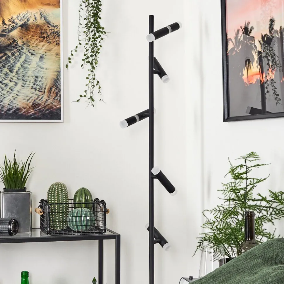 Lampadaire Pousseline Led Noir, 1 Lumiere