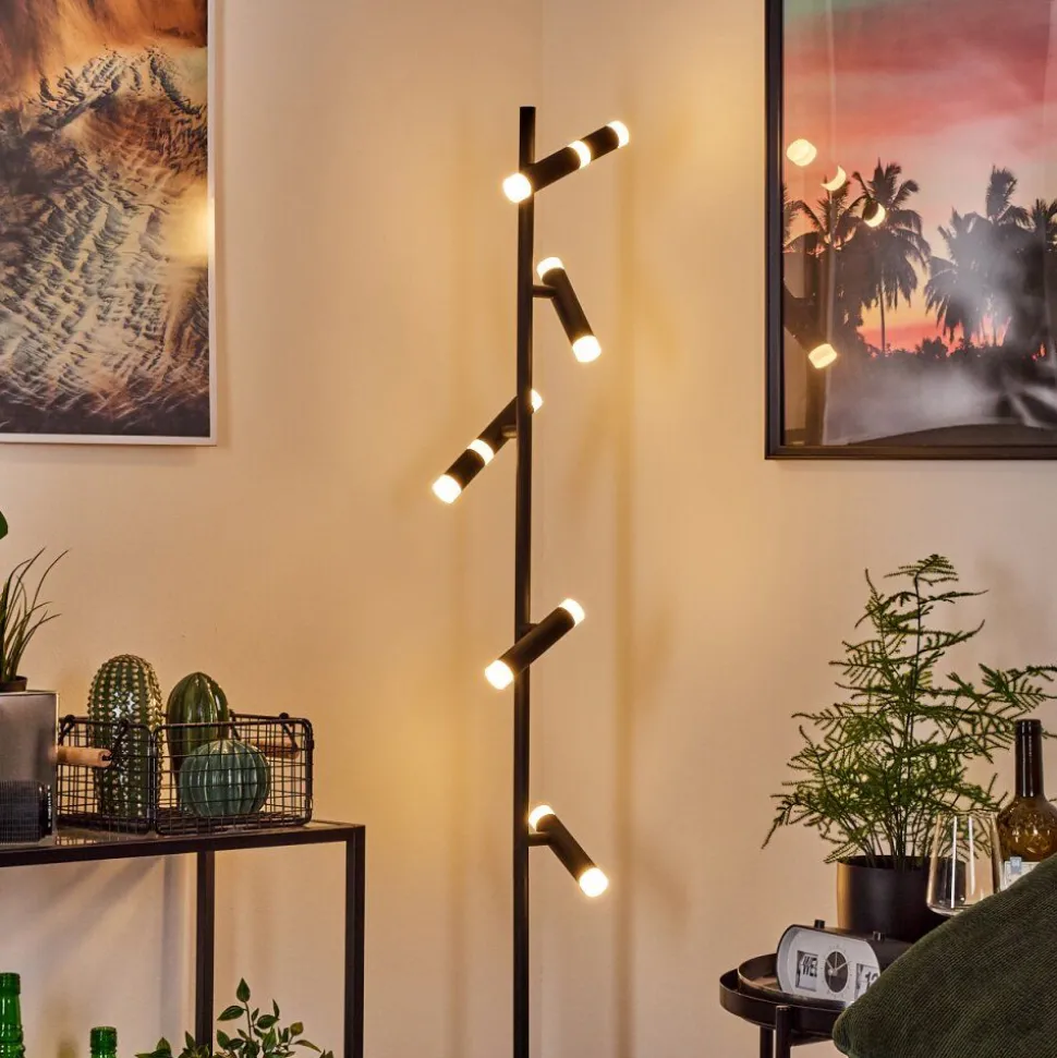 Lampadaire Pousseline Led Noir, 1 Lumiere
