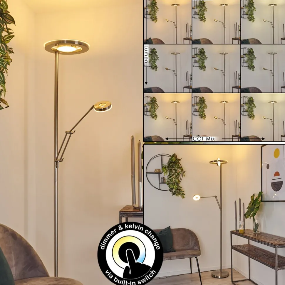 Lampadaire Rabeja Led Nickel Mat, 2 Lumieres