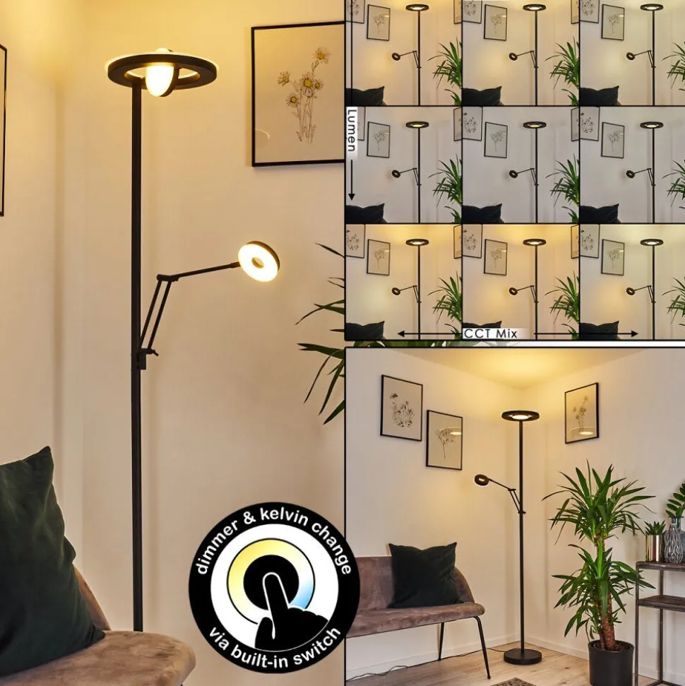 Lampadaire Rabeja Led Noir, 2 Lumieres