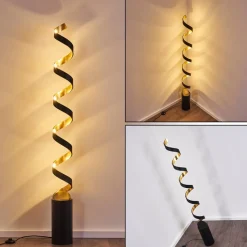 Lampadaire Rezat Led Noir Dore, 1 Lumiere