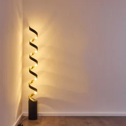 Lampadaire Rezat Led Noir Dore, 1 Lumiere