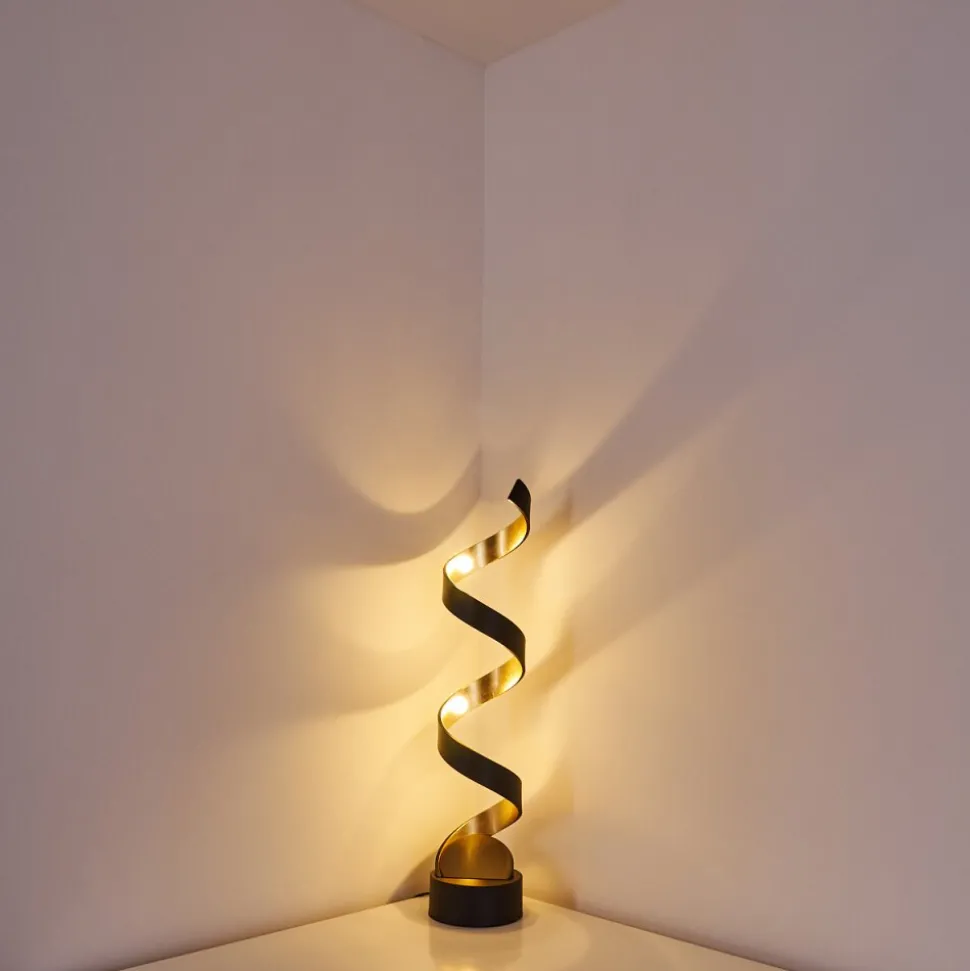 Lampadaire Rezat Led Noir Dore, 1 Lumiere