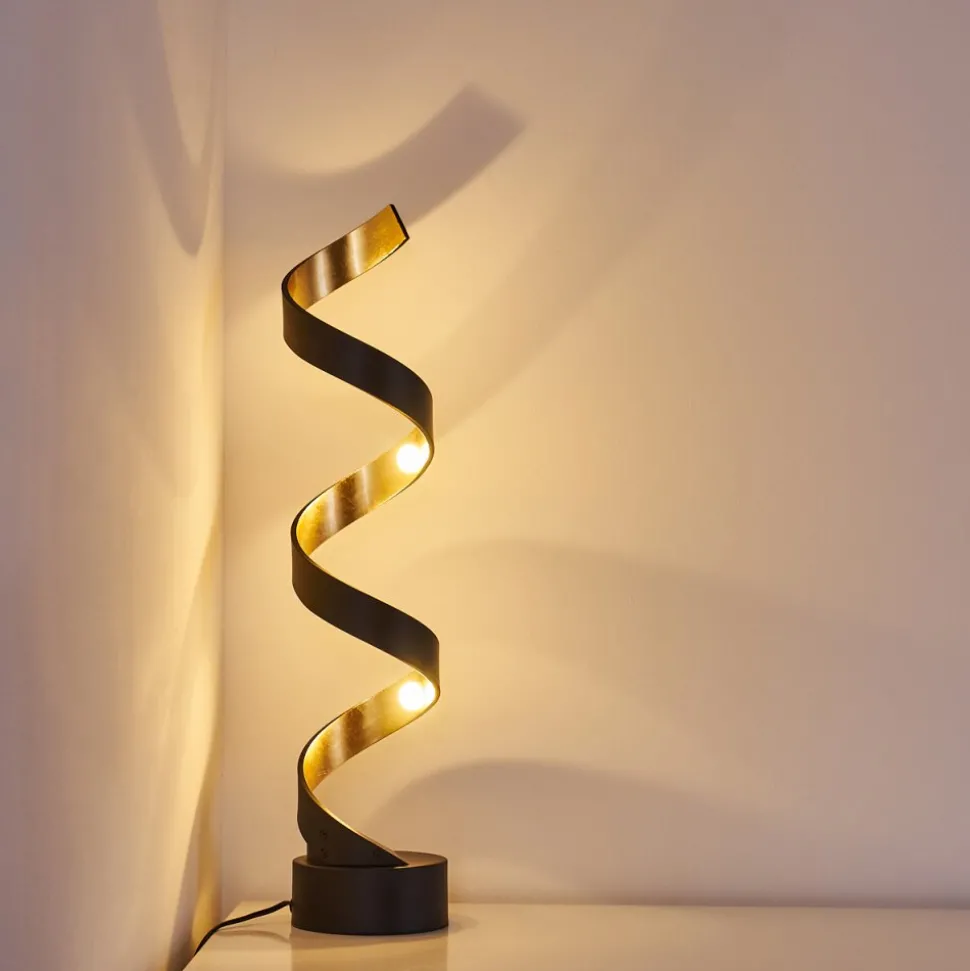 Lampadaire Rezat Led Noir Dore, 1 Lumiere