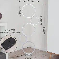 Lampadaire Rodekro Led Argente, 1 Lumiere