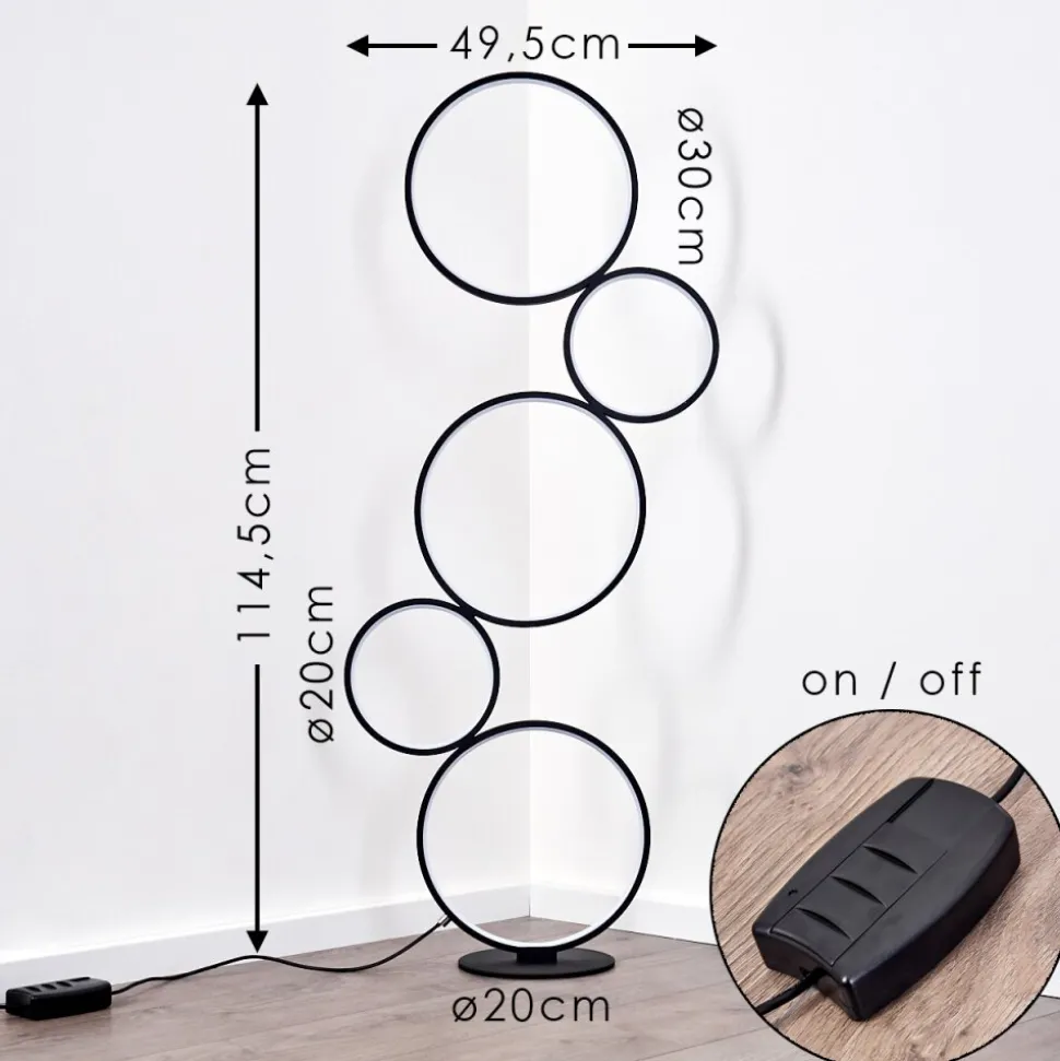 Lampadaire Rodekro Led Noir, 1 Lumiere