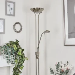 Lampadaire Rom Led Nickel Mat, 2 Lumieres