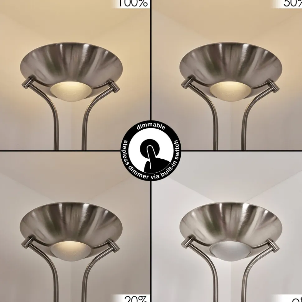 Lampadaire Rom Led Nickel Mat, 2 Lumieres