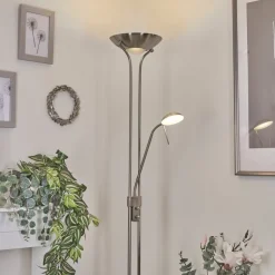 Lampadaire Rom Led Nickel Mat, 2 Lumieres