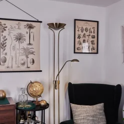 Lampadaire Rom Led Vieux Laiton, 2 Lumieres
