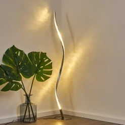 Lampadaire Saginaw Led Nickel Mat, 1 Lumiere, Telecommandes, Changeur De Couleurs