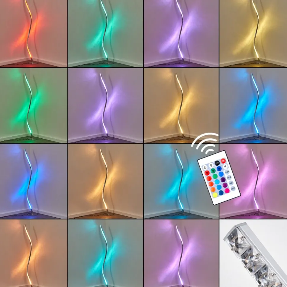 Lampadaire Saginaw Led Nickel Mat, 1 Lumiere, Telecommandes, Changeur De Couleurs