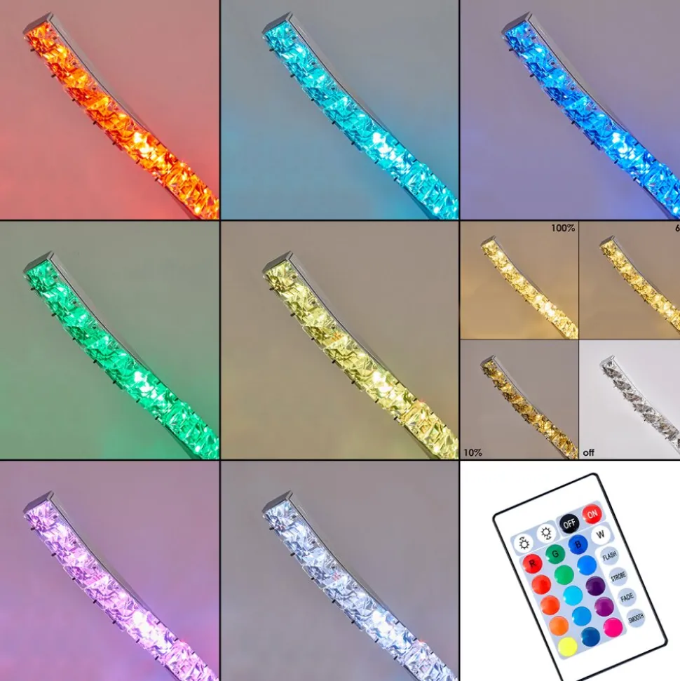 Lampadaire Saginaw Led Nickel Mat, 1 Lumiere, Telecommandes, Changeur De Couleurs