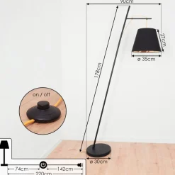 Lampadaire Saillon Noir, 1 Lumiere